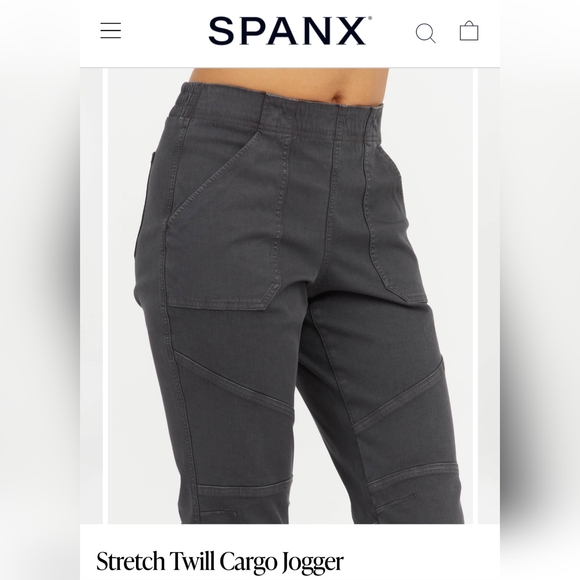 SPANX Stretch Twill Cargo Jogger, "washed black", small - Picture 7 of 7